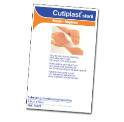 MEDICAZIONE CUTIPLAST STERIL ADESIVA SUPPORTO IN TNT ADESIVOPOLIACRILATO IPOLLERGENICO TAMPONE NON ADERENTE 7,2X5 CM 5PEZZI