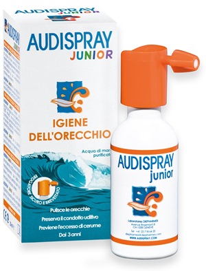 AUDISPRAY JUNIOR 3-12 ANNI SOLUZIONE DI ACQUA DI MARE IPERTONICA SPRAY SENZA GAS IGIENE ORECCHIO 25ML