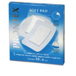 GARZA COMPRESSA PRONTEX SOFT PAD 10X6 CM 6 PEZZI (5 TNT + 1IMPERMEABILE AQUA PAD)