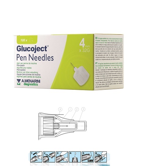 AGO PER PENNA DA INSULINA GLUCOJECT LUNGHEZZA 4 MM GAUGE 32100 PEZZI