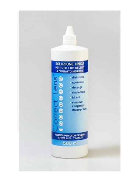 SOLUZIONE OCULARE PER LA CONSERVAZIONE E PULIZIA DELLE LENTIA CONTATTO CORRECT LENS SOLUTION 500ML