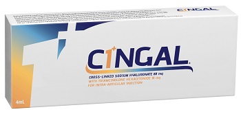 SIRINGA PRERIEMPITA INTRA ARTICOLARE CINGAL 4 ML 22MG/ML ACIDO RETICOLATO CON 4,5 MG/ML TRIAMCINOLONE ESACETONIDE