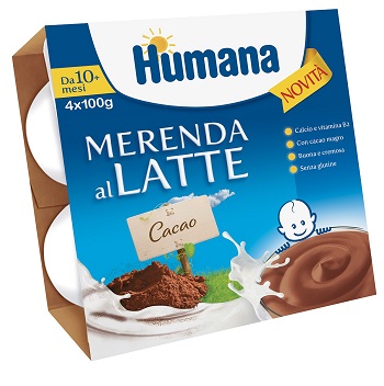 HUMANA MERENDA AL LATTE GUSTO CIOCCOLATO 100 G 4 PEZZI