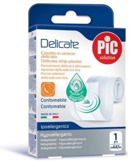 CEROTTO PIC DELICATE STRISCIA BIANCA CON TAMPONE ANTIBATTERICO CM 8X0,5 M