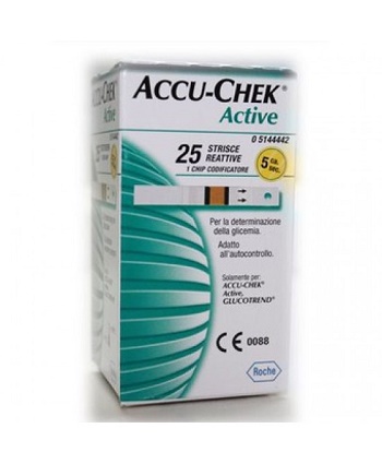 STRISCE MISURAZIONE GLICEMIA ACCU-CHEK ACTIVE STRIPS 25 PEZZI INF RETAIL