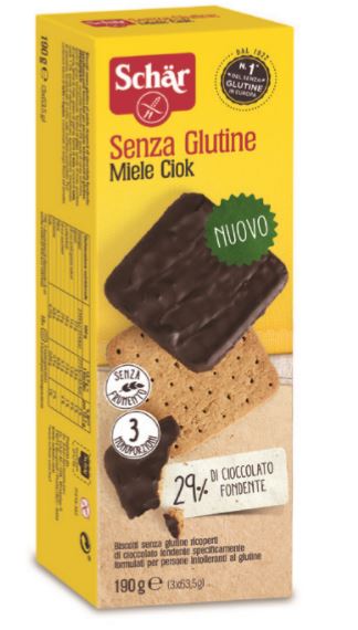 SCHAR MIELE CIOK BISCOTTI AL MIELE RICOPERTI DI CIOCCOLATO FONDENTE 3 PORZIONI DA 63,5 G