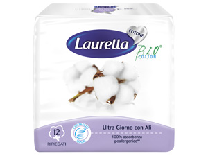 ASSORBENTE LAURELLA IN COTONE ULTRA GIORNO CON ALI 12 PEZZI