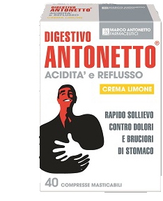 DIGESTIVO ANTONETTO ACIDITA’ E REFLUSSO 80 COMPRESSE MASTICABILI 2 ASTUCCI DA 40 COMPRESSE