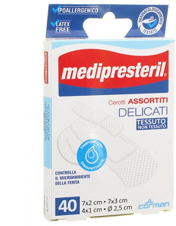 MEDIPRESTERIL CEROTTI DELICATI ASSORTITI 4 FORMATI 40 PEZZI