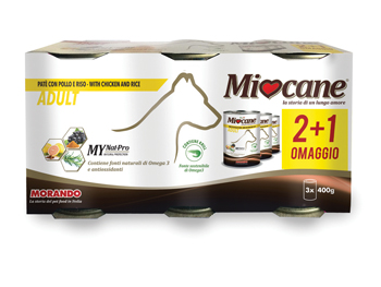 MIOCANE PATE’ TRIS ADULT POLLO/RISO 3 X 400 G