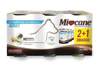 MIOCANE PATE’ TRIS ADULT SALMONE/FARRO 3 X 400 G