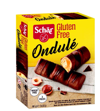 SCHAR ONDULE’ BARRETTE CON RIPIENO DI NOCCIOLE RICOPERTE DICIOCCOLATO AL LATTE 3 PORZIONI DA 30 G