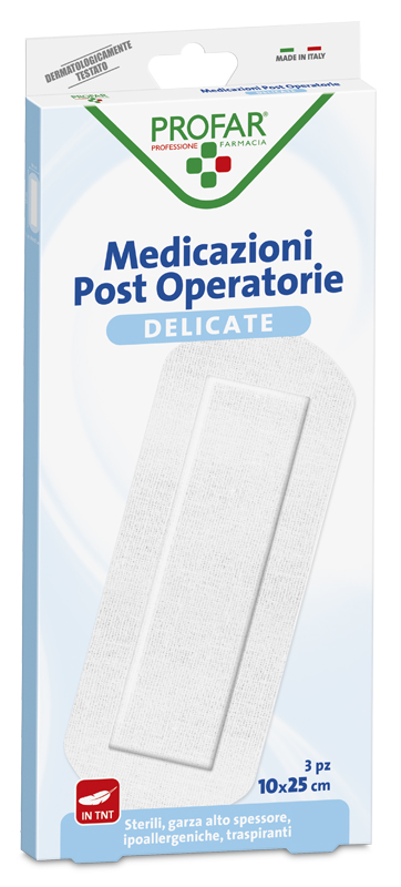 MEDICAZIONE POST OPERATORIA STERILE GARZA ANTIADERENTE 10X25CM 3 PEZZI PROFAR
