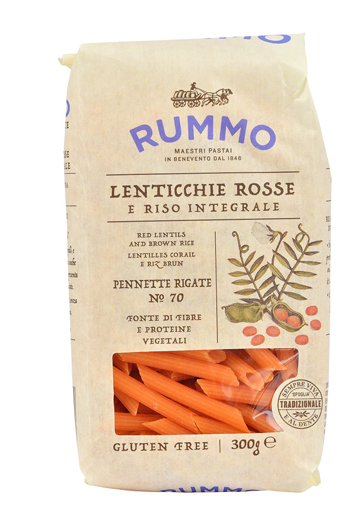 RUMMO PENNETTE RIGATE N 70 LENTICCHIE ROSSE E RISO INTEGRALE300 G