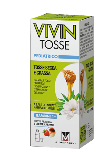 VIVIN TOSSE PEDIATRICO SCIROPPO PER TOSSE SECCA E GRASSA GUSTO FRAGOLA E CREME CARAMEL 150 ML