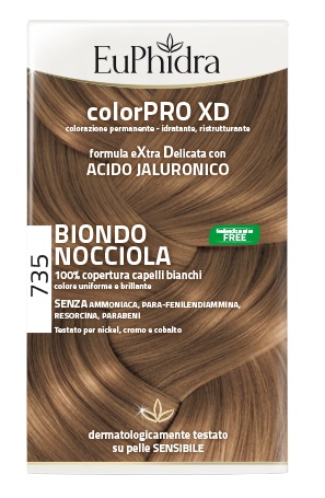 EUPHIDRA COLORPRO XD 735 BIONDO NOCCIOLA GEL COLORANTE CAPELLI IN FLACONE + ATTIVANTE + BALSAMO + GUANTI