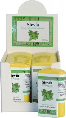 STEVIA EDULCORANTE 200 COMPRESSE DISPLAY CONTENENTE 14 DISPENSER