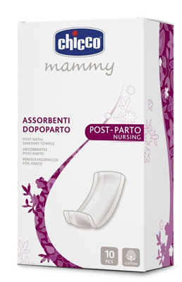 CHICCO MAMMA DONNA ASSORBENTI POSTPARTO COTONE 10 PEZZI