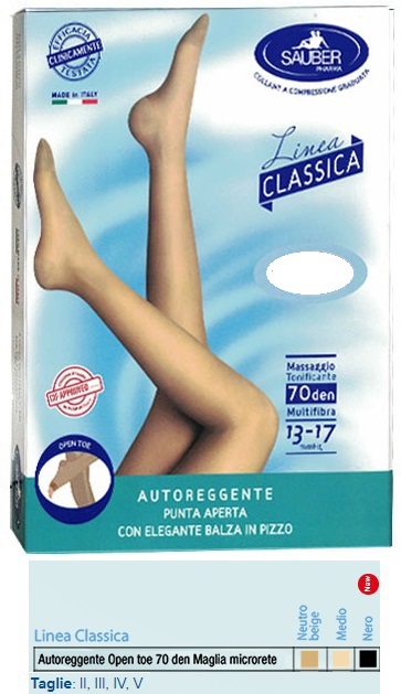 SAUBER AUTOREGGENTE OPEN TOE MAGLIA MICRORETE 70 DEN COLORENEUTRO BEIGE TAGLIA 5 LINEA CLASSICA