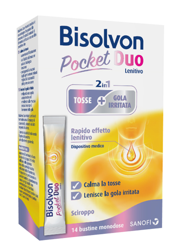BISOLVON DUO POCKET LENITIVO TOSSE + GOLA IRRITATA A BASE DIMIELE E ALTEA 14 BUSTINE MONODOSE 10 ML