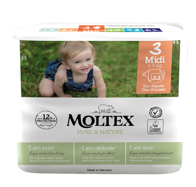 PANNOLINI MOLTEX PURE & NATURE MIDI 4-9 KG TAGLIA 3 33 PEZZI