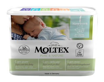 PANNOLINI MOLTEX PURE & NATURE NEW BORN 2-4 KG TAGLIA 1 22 PEZZI