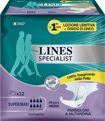 LINES SPECIALIST PANNOLONE A MUTANDA MEDIA 12 PEZZI