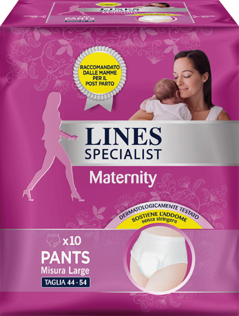 LINES SPECIALIST MATERNITY MUTANDINA ASSORBENTE PER PERDITEPOST PARTO MISURA LARGE 10 PEZZI