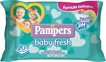 SALVIETTINE UMIDIFICATE PAMPERS BABY FRESH 30% + CONSISTENTE20 PEZZI