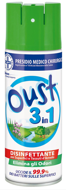 OUST 3 IN 1 DISINFETTANTE PER SUPERFICI E TESSUTI D’ARREDO 400 ML