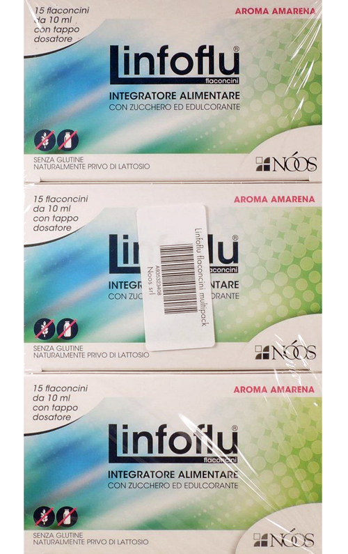 LINFOFLU MULTIPACK CONFEZIONE MULTIPLA DA 6 ASTUCCI X 15 FLACONCINI CONTIENE ZUCCHERO ED EDULCORANTE