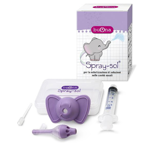 BUONA SPRAY-SOL KIT 5 PEZZI 1 SPRAY SOL + 1 SIRINGA LUER LOCK DA 5 ML + 1 AGO CANNULA + ELEFANTINO COPRI-SIRINGA