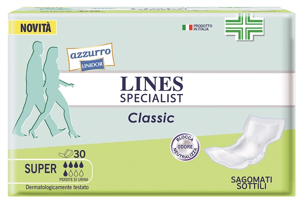 PANNOLONE LINES SPECIALIST CLASSIC SAGOMATO SOTTILE SUPER 30PEZZI