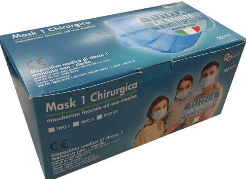 MASCHERINA CHIRURGICA MASK1 TIPO I AZZURRA 50 PEZZI