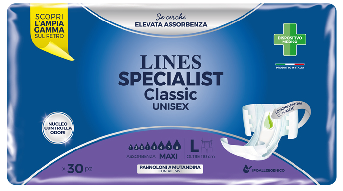 LINES SPECIALIST CLASSIC PANNOLONE MUTANDA MAXI LARGE 30 PEZZI