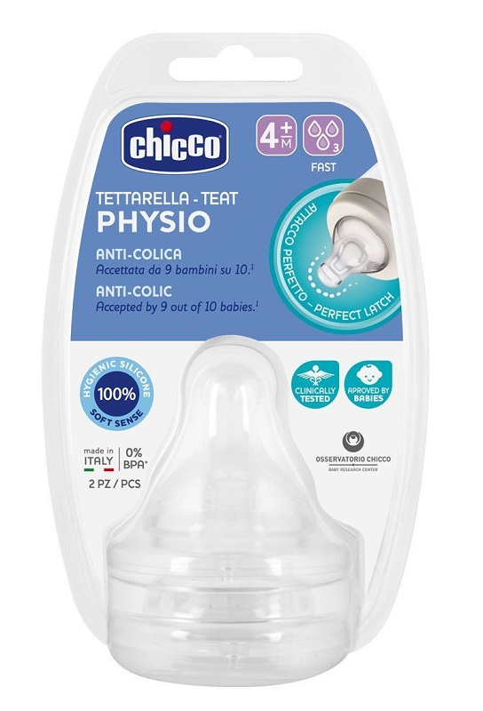 CHICCO TETTARELLA PERFECT 5 4M IN SILICONE 3 FORI 2 PEZZI