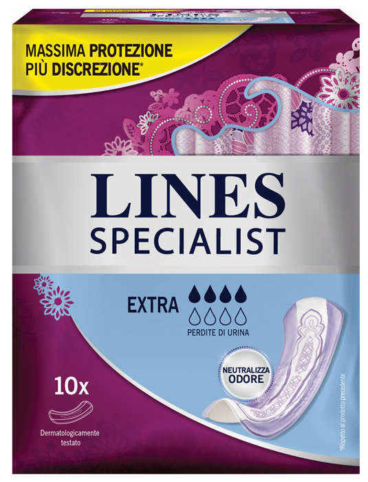 LINES SPECIALIST EXTRA X 10 AUSILIO ASSORBENTE SAGOMATO UTILIZZABILE CON L’AUSILIO DI MUTANDA ELASTICIZZATA RIUTILIZZABILE