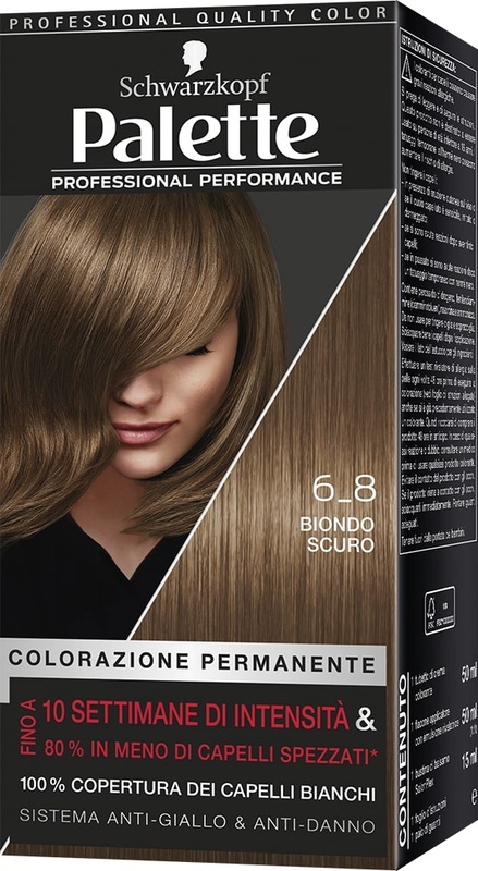 SCHWARZKOPF PALETTE PROFESSIONAL PERFORMANCE COLORAZIONE PERMANENTE PER CAPELLI TONALITA’ 6-8 BIONDO SCURO 170 G