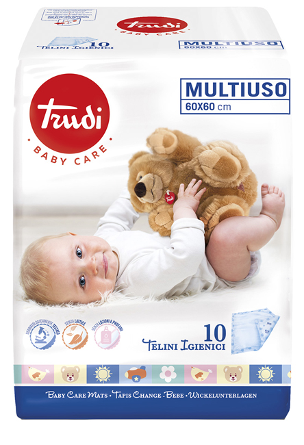 TRUDI BABY CARE TELINI MULTIUSO 60X60 CM 10 PEZZI