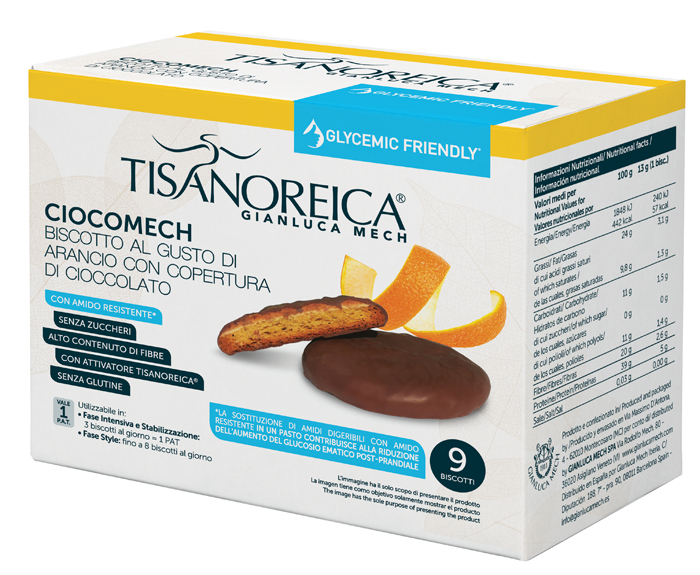 CIOCOMECH GLYCEMIC FRIENDLY ARANCIO CON COPERTURA DI CIOCCOLATO 9X13 G