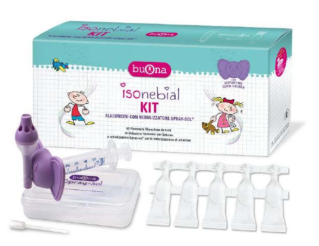 ISONEBIAL KIT PULIZIA CAVITA’ NASALI 20 FLACONCINI MONODOSE5 ML + SIRINGA LUER LOCK SOFT-JECK + AGO CANNULA + NEBULIZZATORE SPRAYSOL