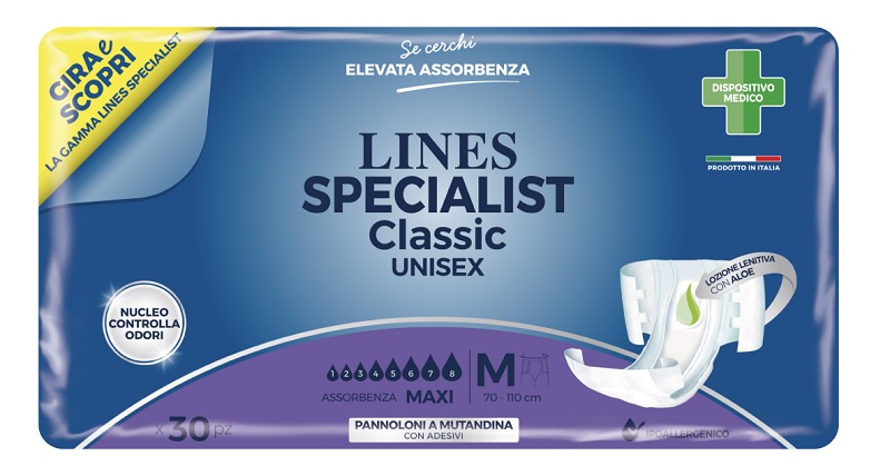 PANNOLONE A MUTANDINA LINES SPECIALIST CLASSIC MAXI MISURA MEDIA 30 PEZZI