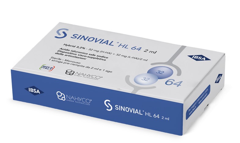 SIRINGA INTRA-ARTICOLARE SINOVIAL HL 64 ACIDO IALURONICO SALE SODICO 3,2% 32MG H-HA + 32MG H-LA/2ML 2 ML