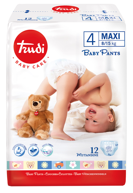 TRUDI BABY CARE PANTS MAXI 8/15KG 12 PEZZI