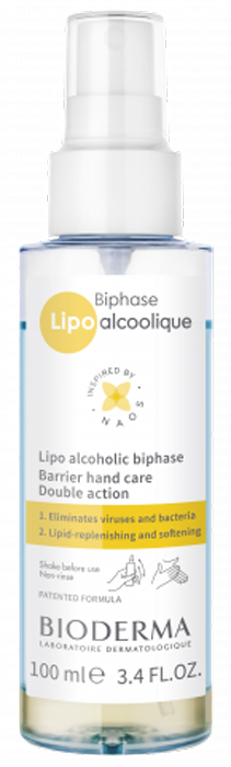 BIODERMA BIPHASE LIPO ALCOOLIQUE 100 ML TRATTAMENTO MANI DISINFETTANTE E PROTETTIVO