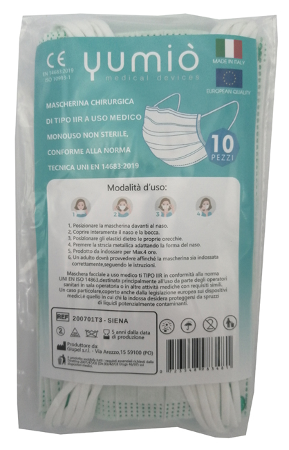 MASCHERINA CHIRURGICA IIR YUMIO SIENA 10 PEZZI