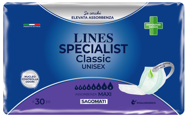 PANNOLONE PER INCONTINENZA LINES SPECIAL CLASSIC SAGOMATO MAXI 30 PEZZI