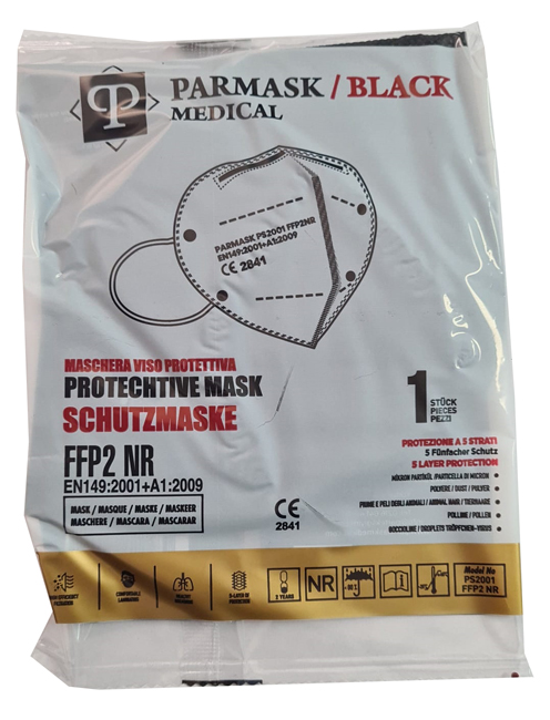 MASCHERINA PARMASK MEDICAL FFP2 BLACK 10 PEZZI