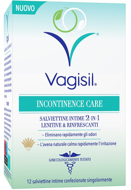 VAGISIL INCONTINENCE CARE SALVIETTINE INTIME 2IN1 LENITIVE &RINFRESCANTI 12 PEZZI