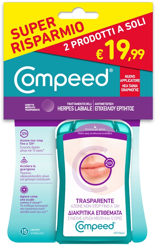 BIPACCO COMPEED TRATTAMENTO DELL’HERPES LABIALE 15 PEZZI + 15 PEZZI